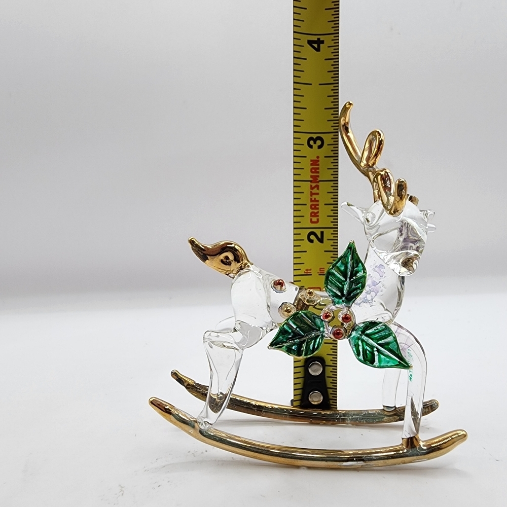 Vintage Rocking Horse 3" Hand Blown Glass Art Figurine Christmas - Picture 5 of 5
